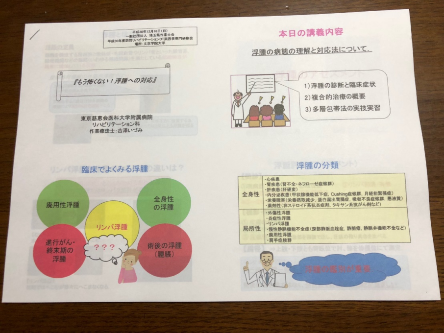 満員御礼 誰もが抱えるお悩み解決 もう困らない 浮腫への対応 研修会報告 一般社団法人 埼玉県作業療法士会